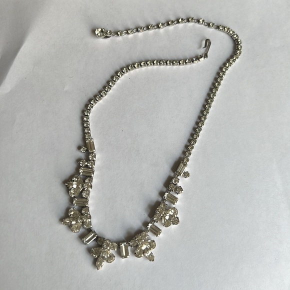 Sherman Vintage Rhinestone Crystal Silver Choker Statement Necklace - Picture 7 of 16